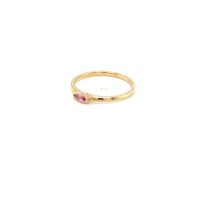 9ct Yellow Gold Ring with Marquise-Cut Pink Sapphire