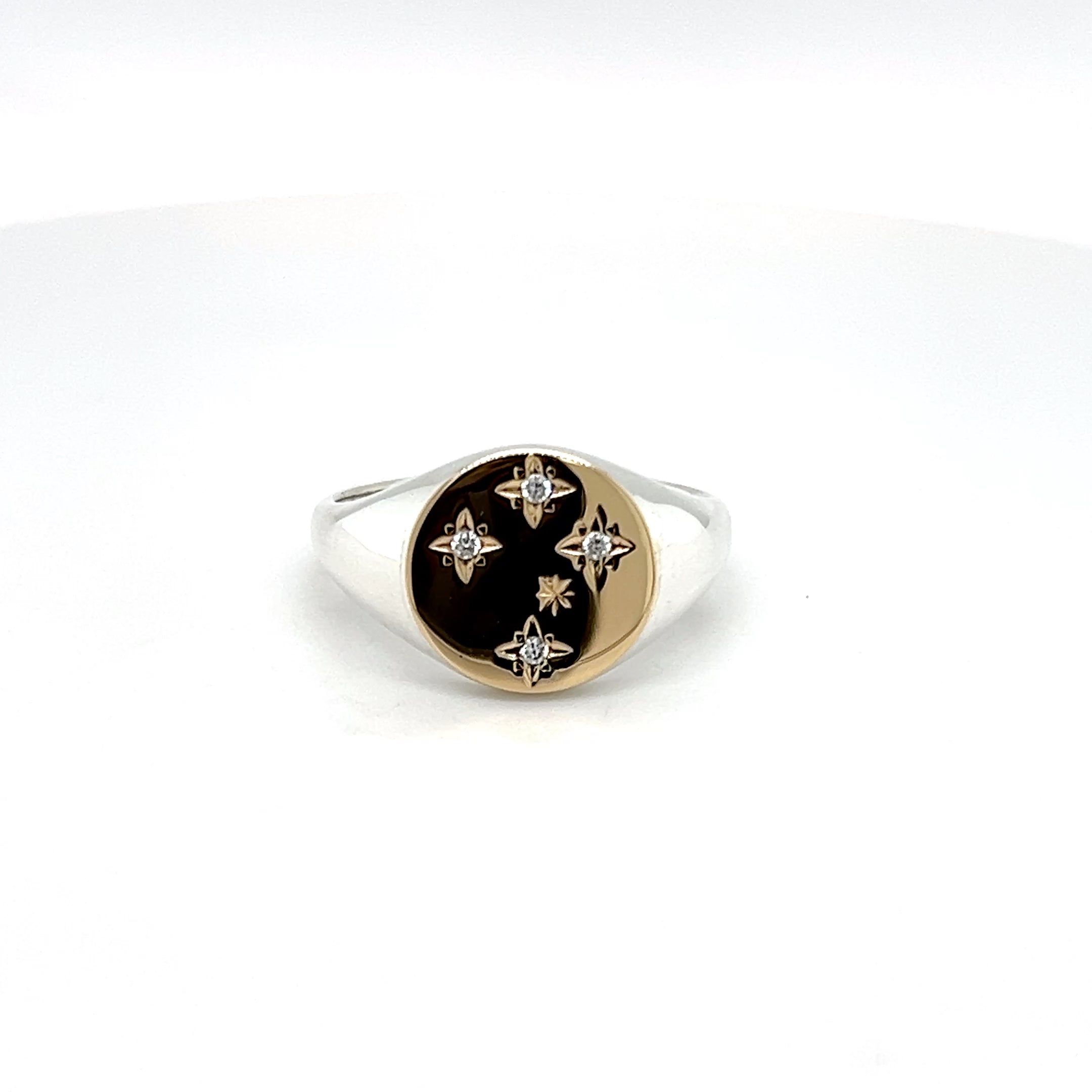 9CT Yellow Gold & Sterling Silver Gents Ring