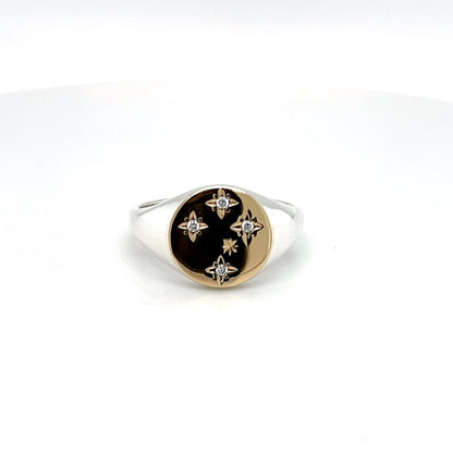 9CT Yellow Gold & Sterling Silver Gents Ring