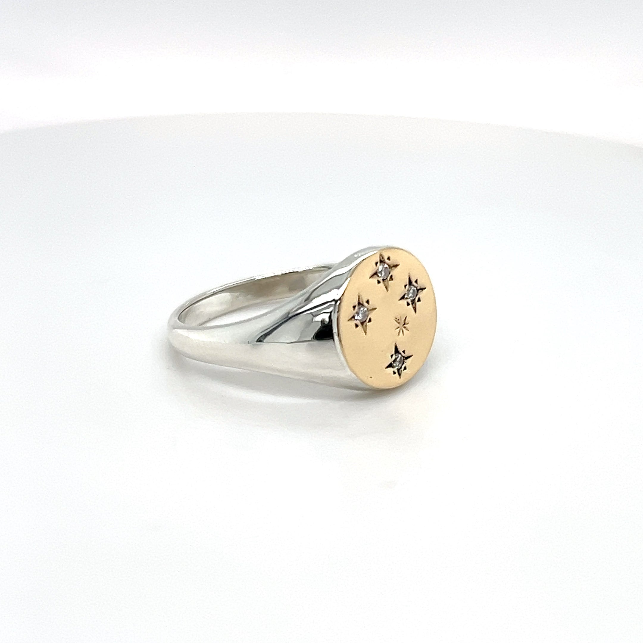 9CT Yellow Gold & Sterling Silver Gents Ring