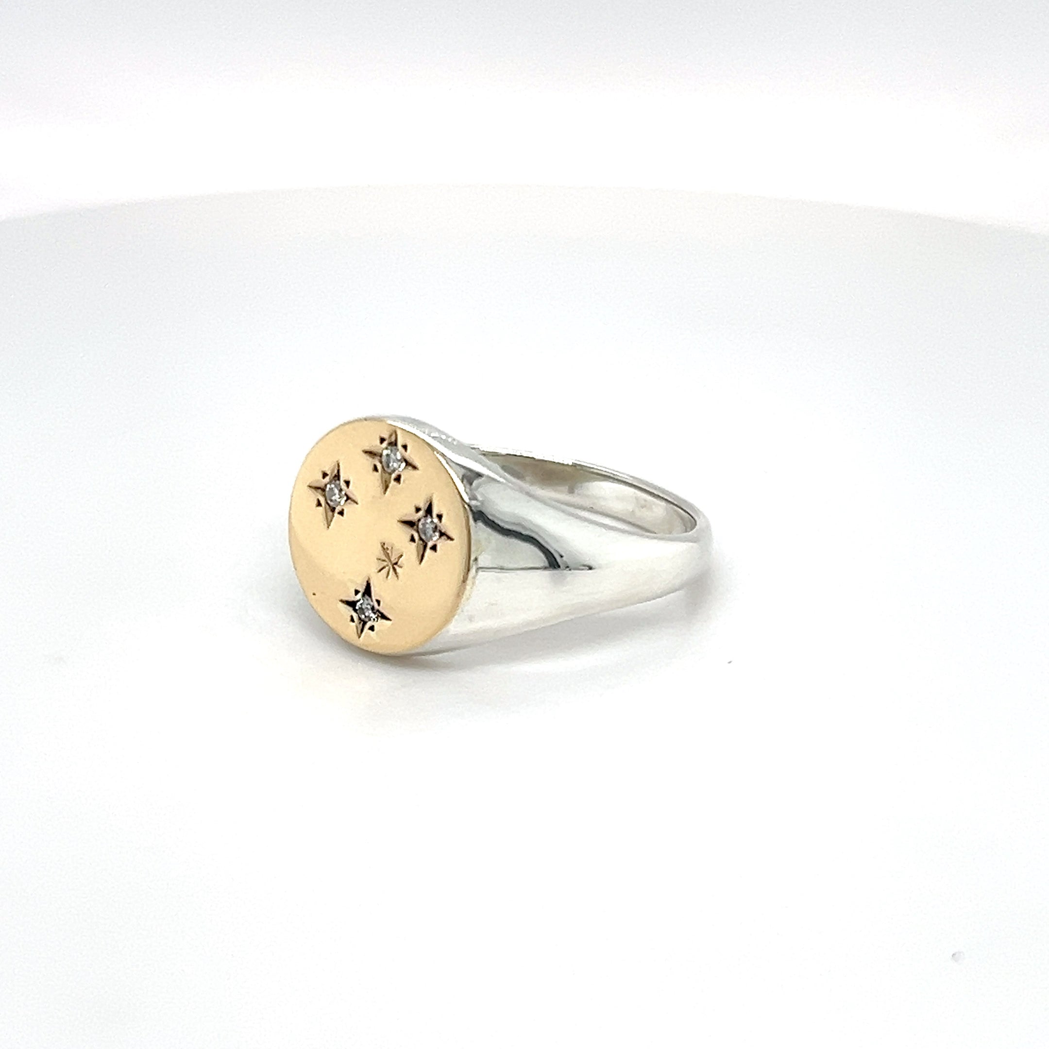 9CT Yellow Gold & Sterling Silver Gents Ring