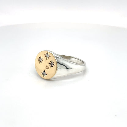 9CT Yellow Gold & Sterling Silver Gents Ring