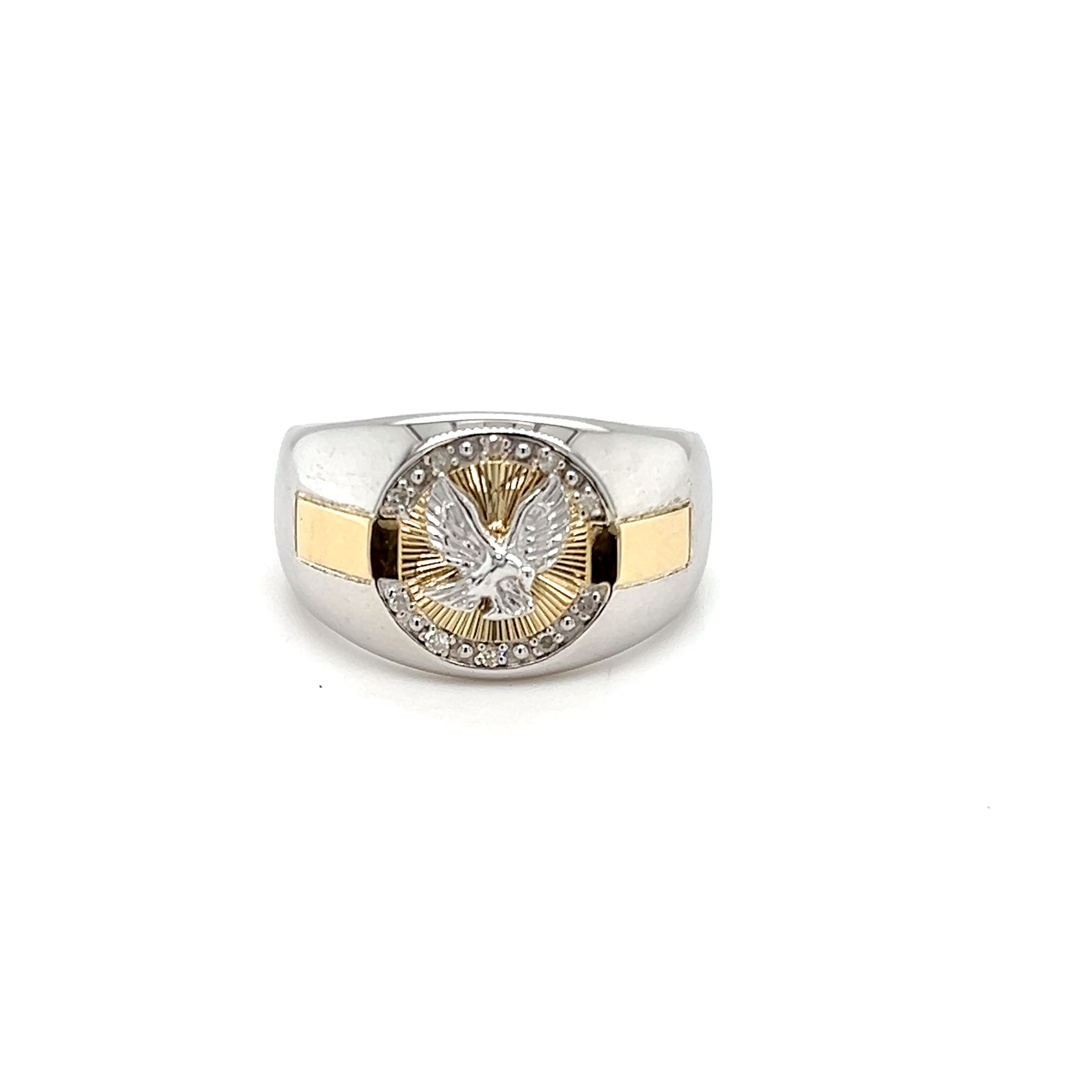 Gents 9ct Yellow Gold & Sterling Silver Ring