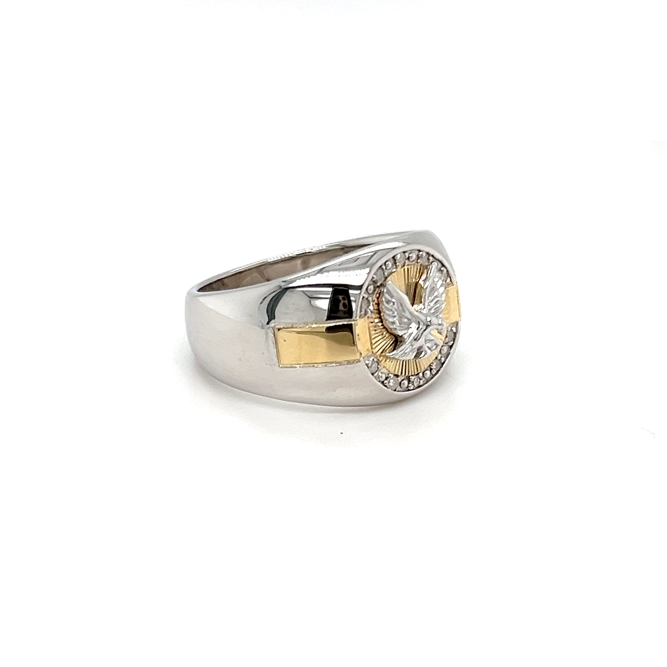 Gents 9ct Yellow Gold & Sterling Silver Ring