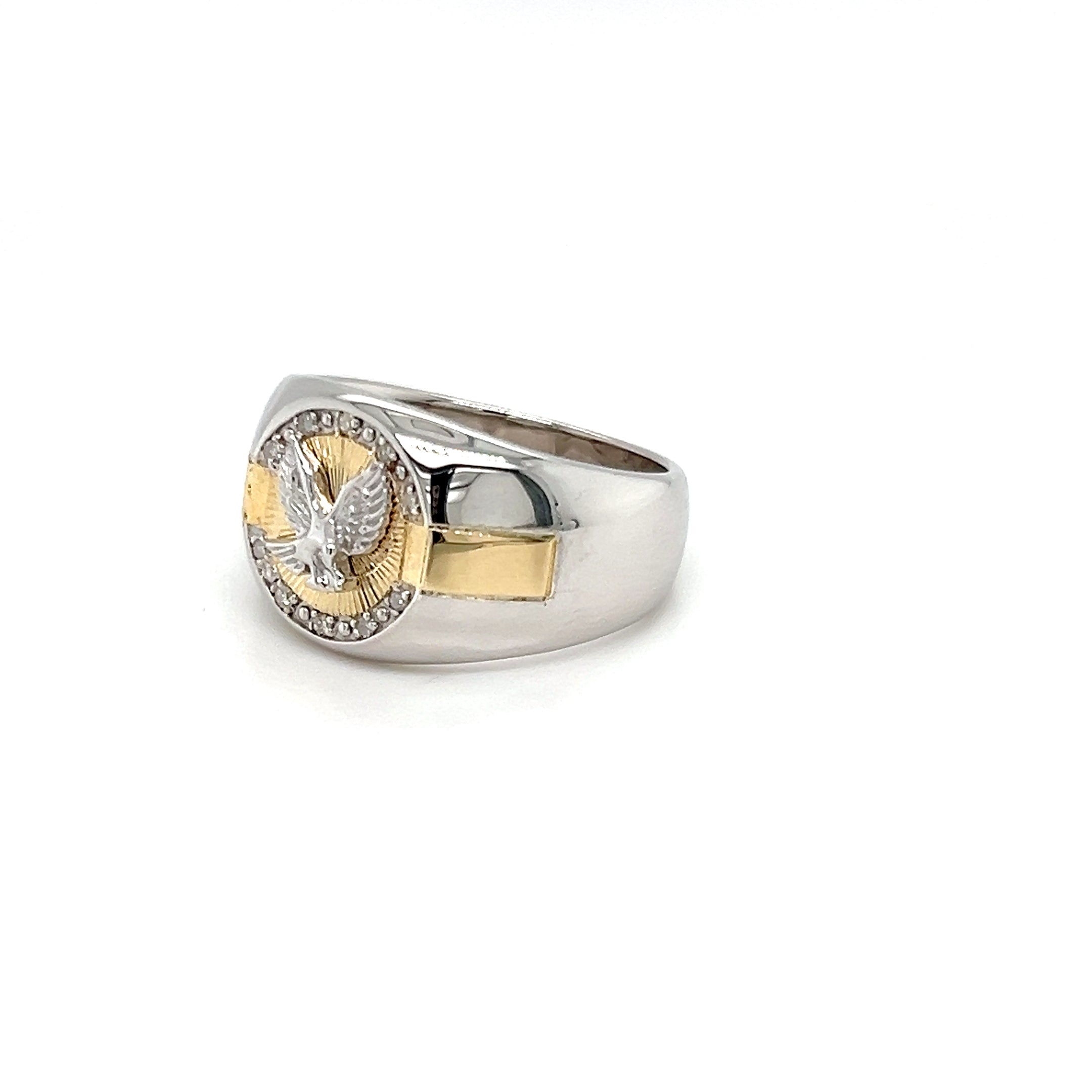 Gents 9ct Yellow Gold & Sterling Silver Ring