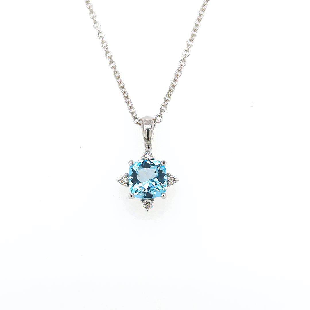 BLUE TOPAZ & DIAMOND PENDANT. Custom jewellery Sunshine Coast & Australia 