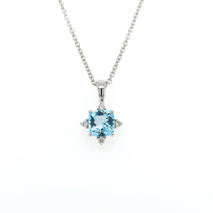 BLUE TOPAZ & DIAMOND PENDANT. Custom jewellery Sunshine Coast & Australia 
