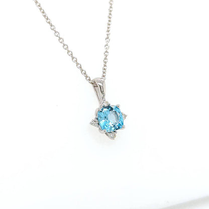BLUE TOPAZ & DIAMOND PENDANT. Custom jewellery Sunshine Coast & Australia 