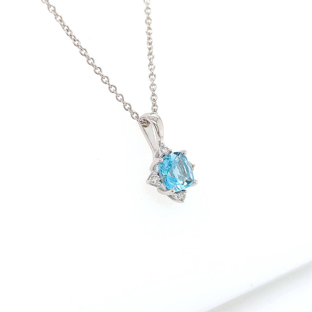 BLUE TOPAZ & DIAMOND PENDANT. Custom jewellery Sunshine Coast & Australia 