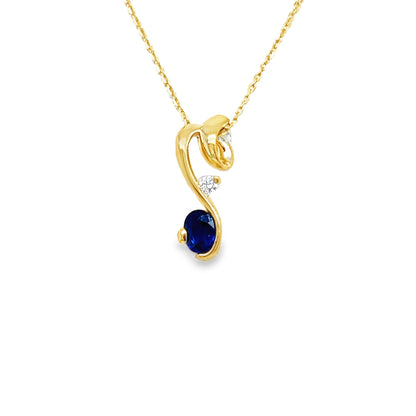 Blue Sapphire and Diamond Pendant