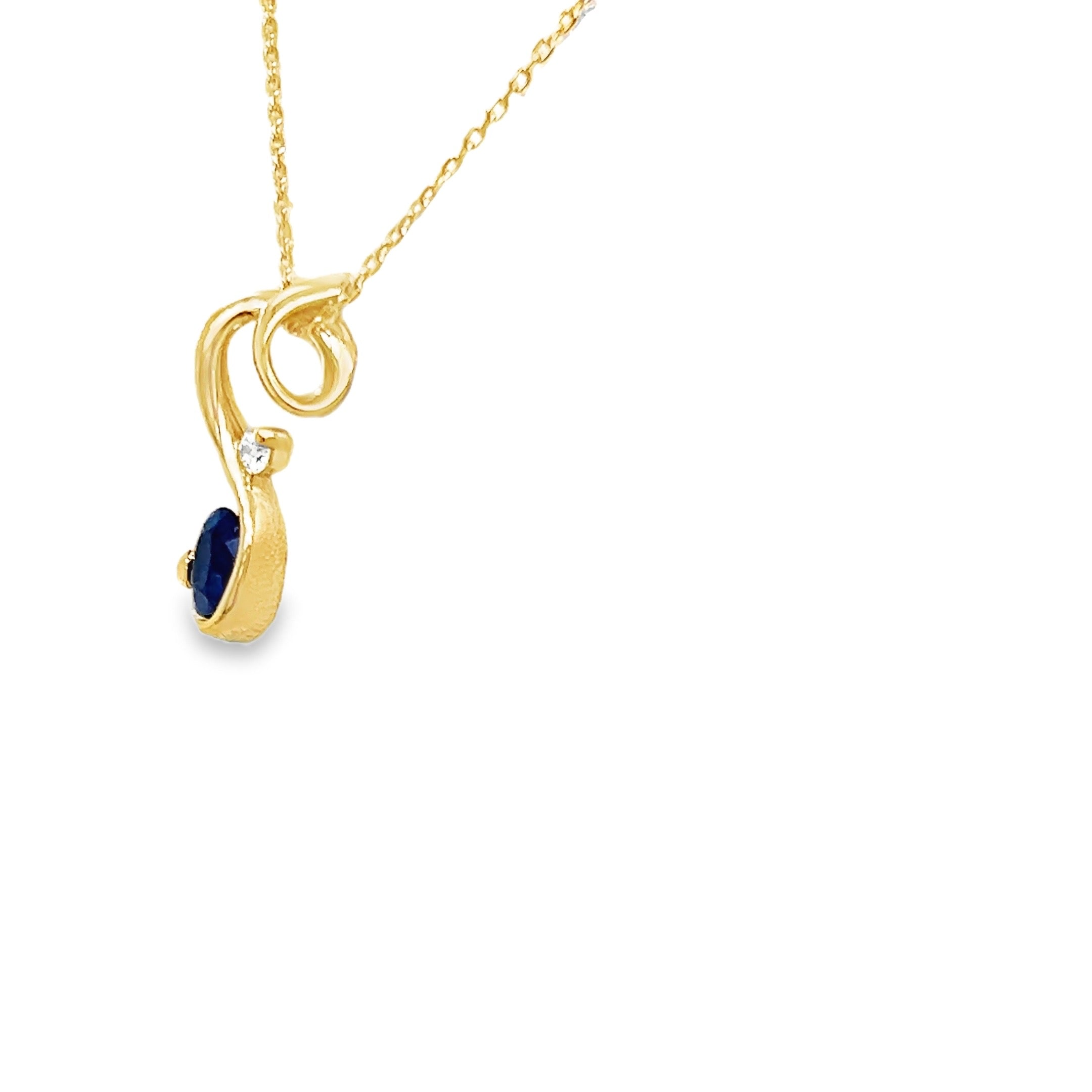 Blue Sapphire and Diamond Pendant