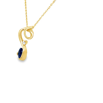 Blue Sapphire and Diamond Pendant