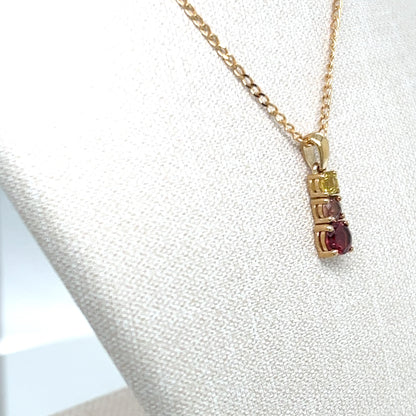 9ct Yellow Gold Sappire and Spinel Pendant