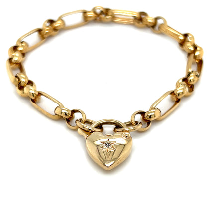 9ct Yellow Gold Heart Bracelet