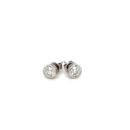 9ct White Gold Bezel-Set 1.00ct Round Diamond Earrings