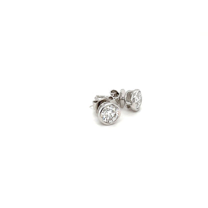 9ct White Gold Bezel-Set 1.00ct Round Diamond Earrings