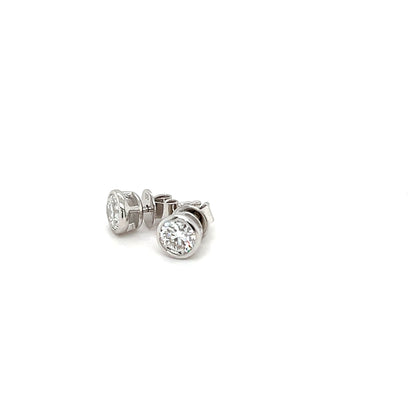 9ct White Gold Bezel-Set 1.00ct Round Diamond Earrings