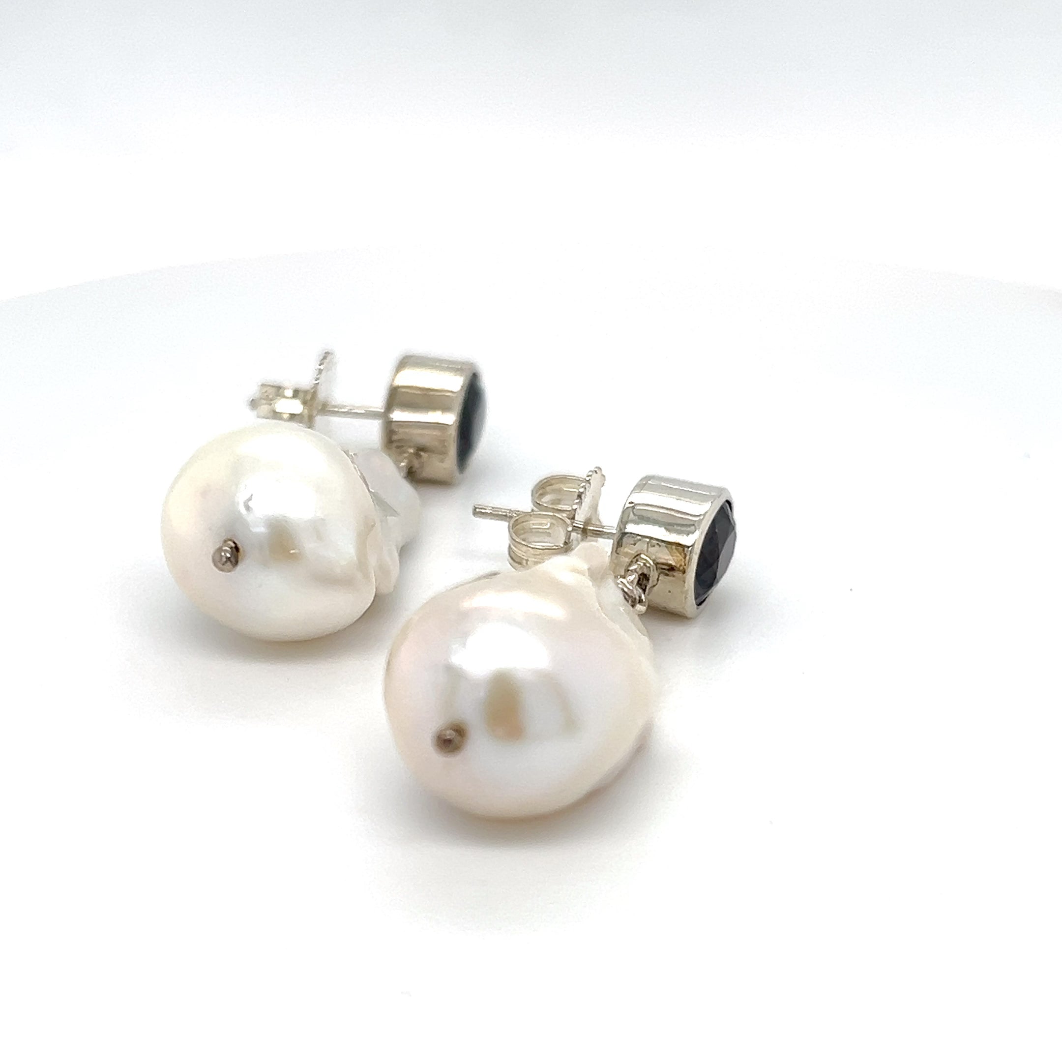 Sterling Silver Spinel & Baroque Pearl Earrings