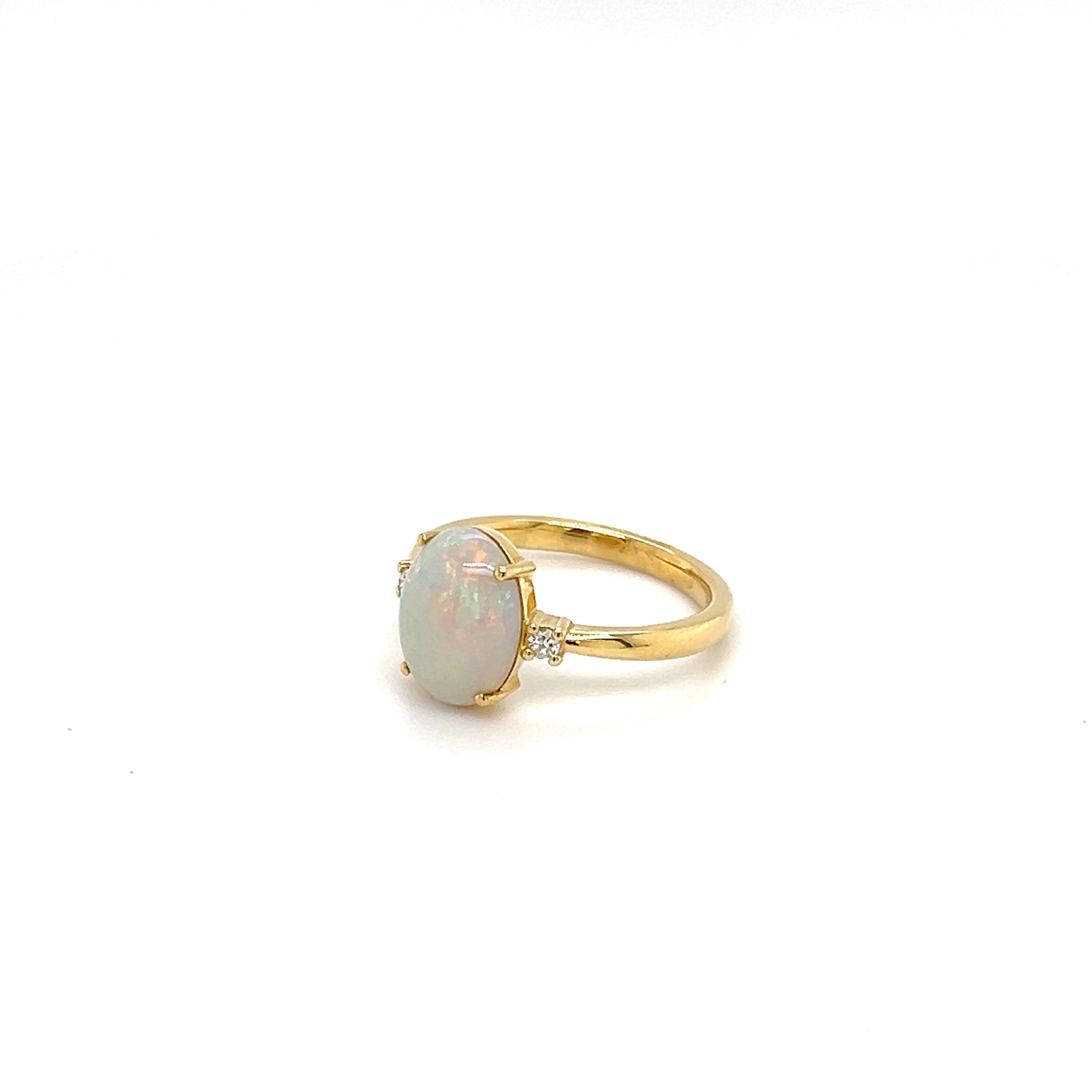 18ct Yellow Gold Opal & Diamond Ring