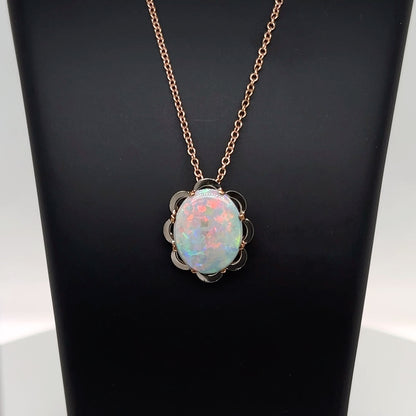 18ct White Gold Opal Pendant