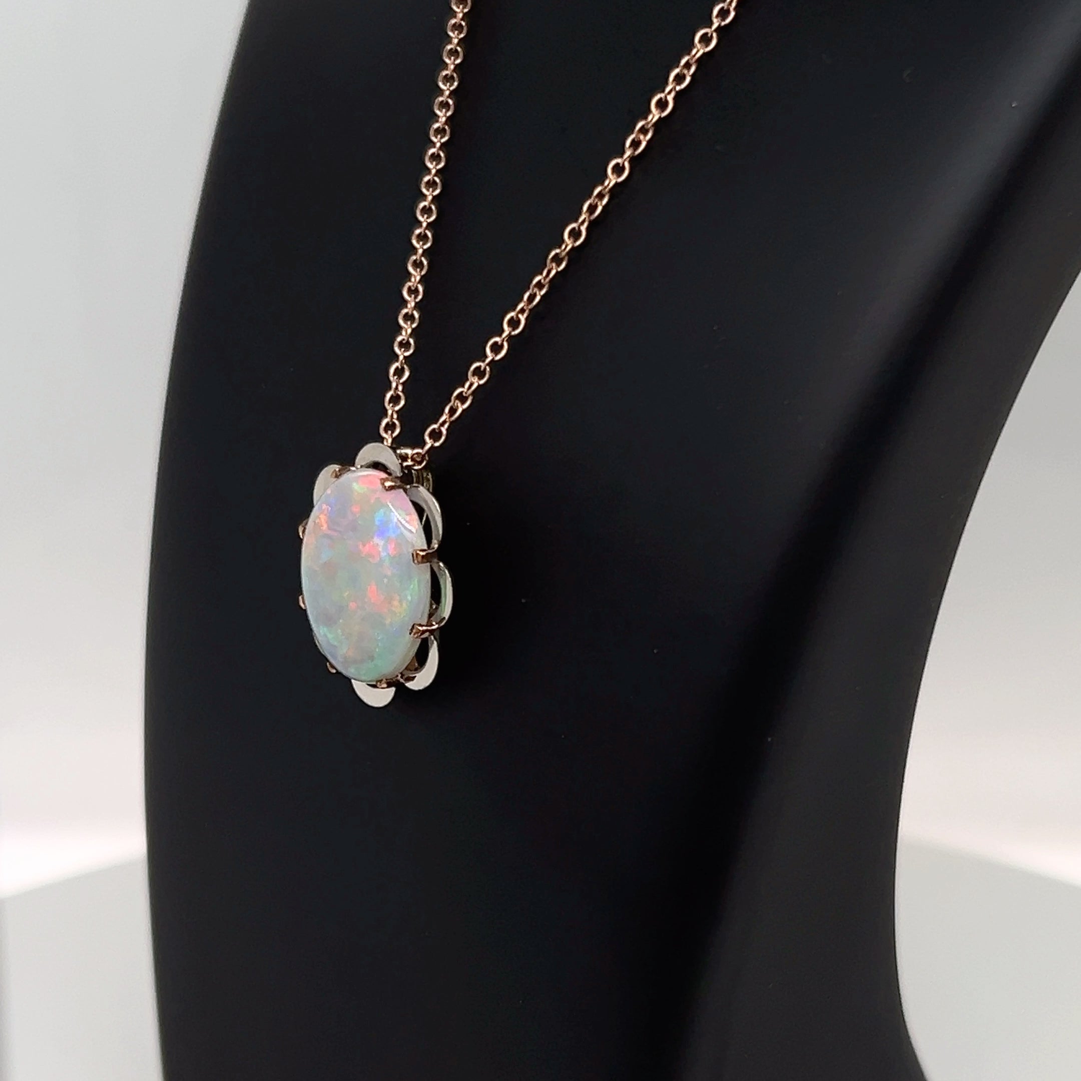 18ct White Gold Opal Pendant