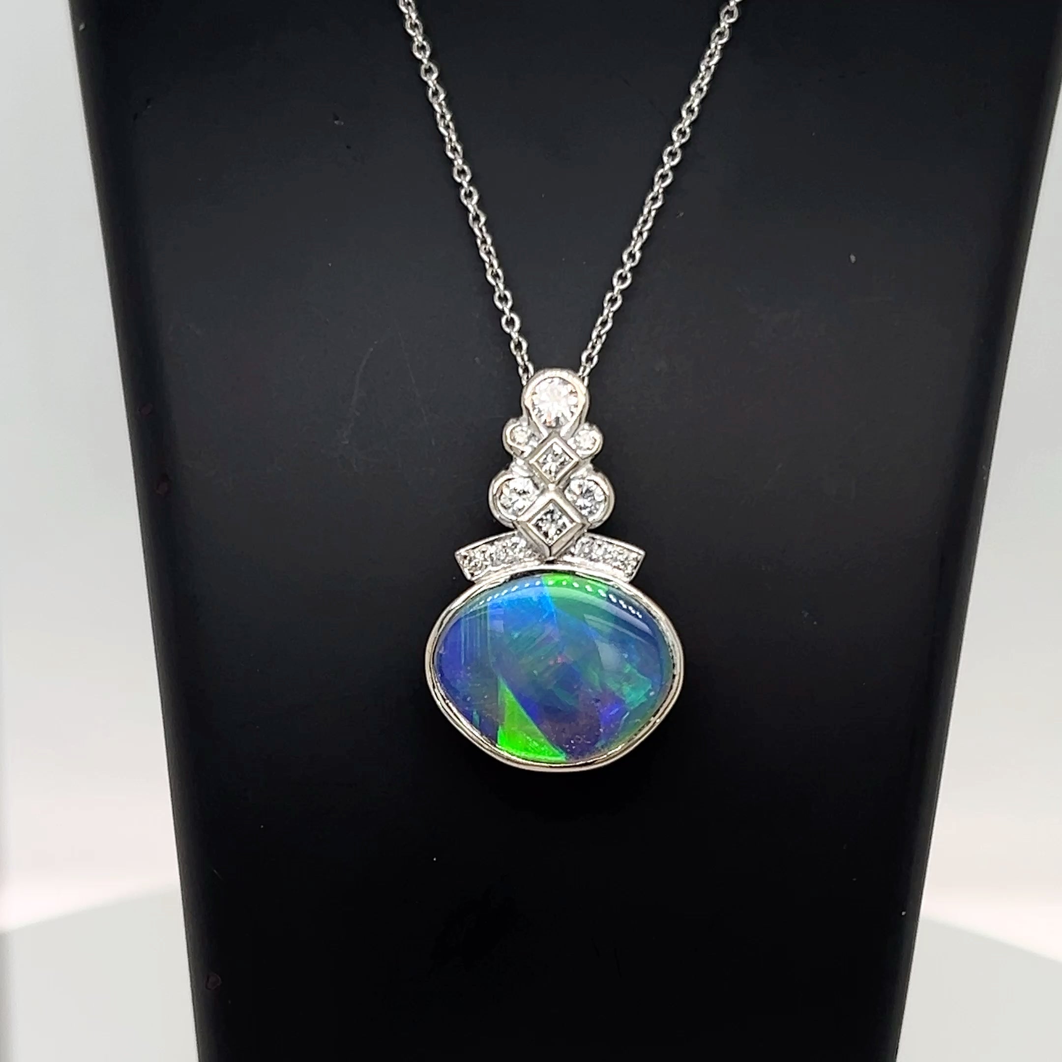 18ct Gold Australian Opal & Diamond Pendant