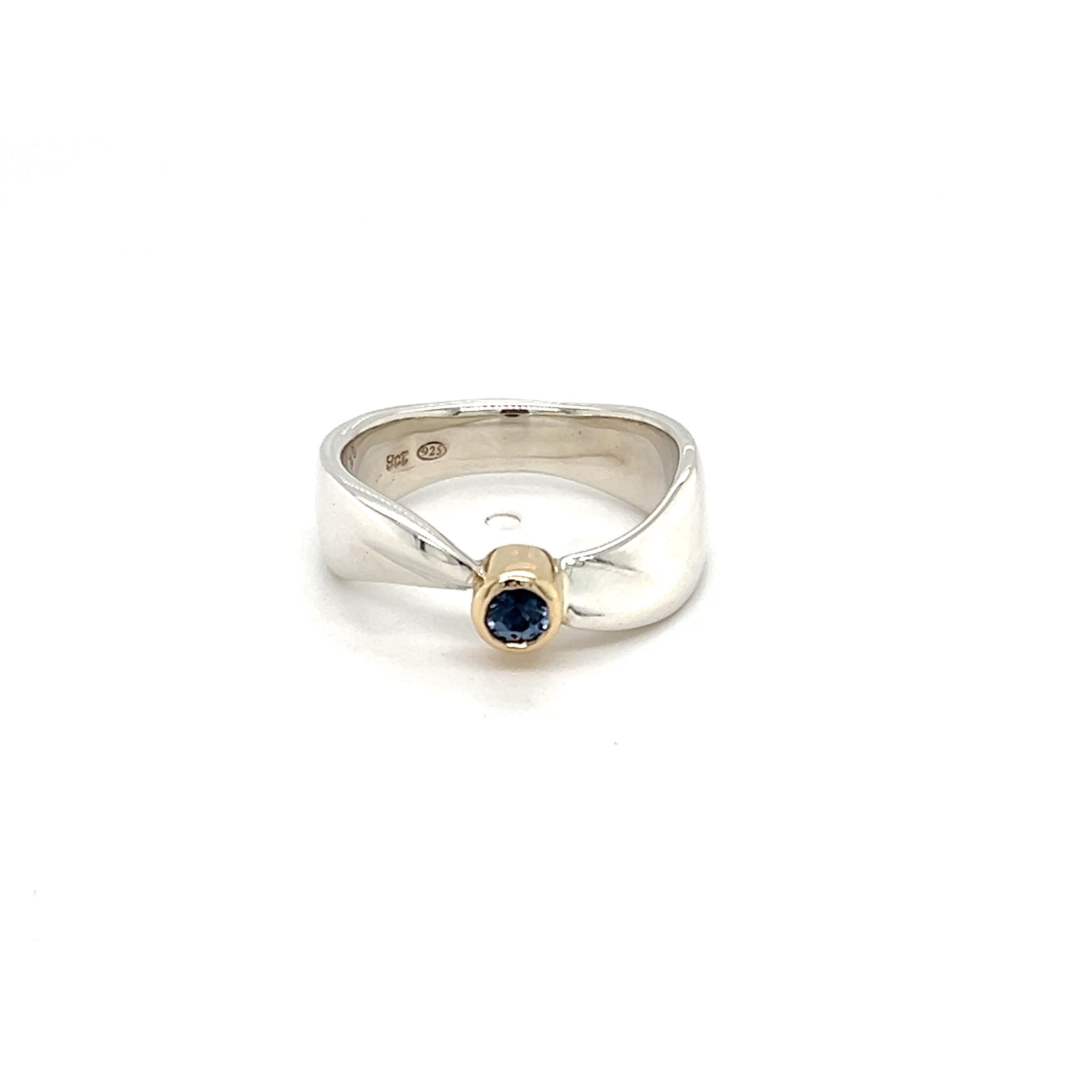Sterling Silver & 9ct Yellow Gold Spinel Ring
