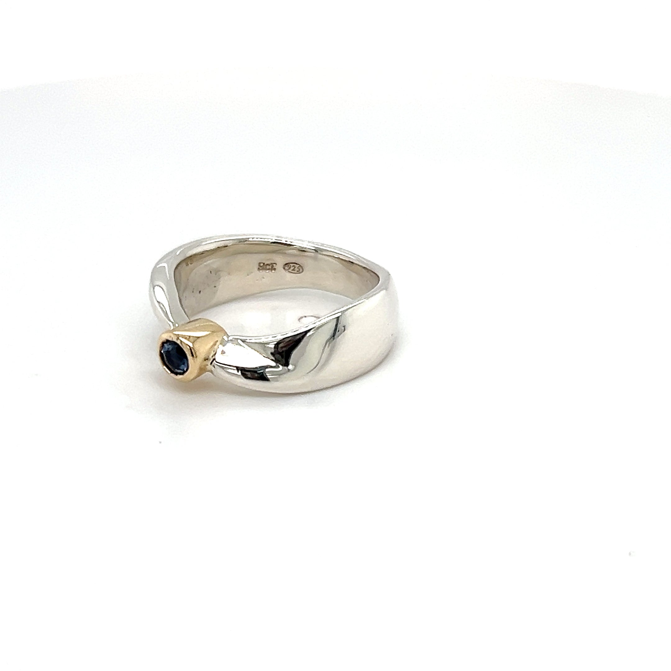 Sterling Silver & 9ct Yellow Gold Spinel Ring