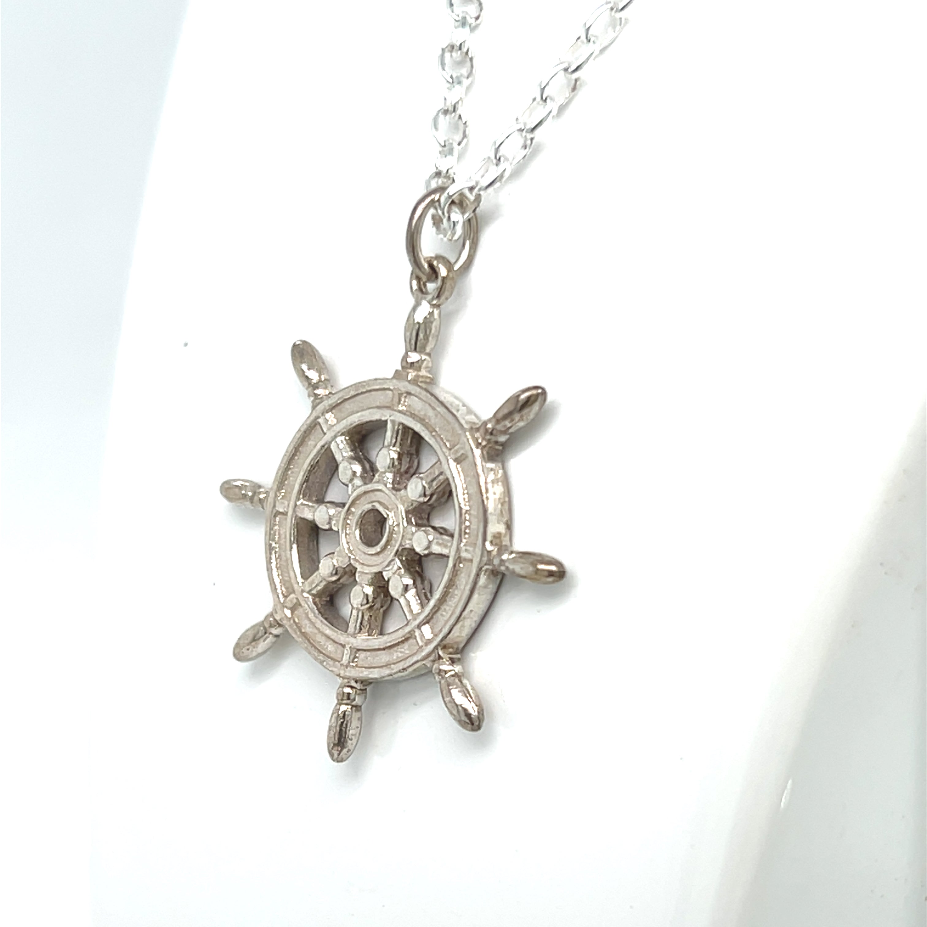 HANDMADE STERLING SILVER SHIPS HELM PENDANT