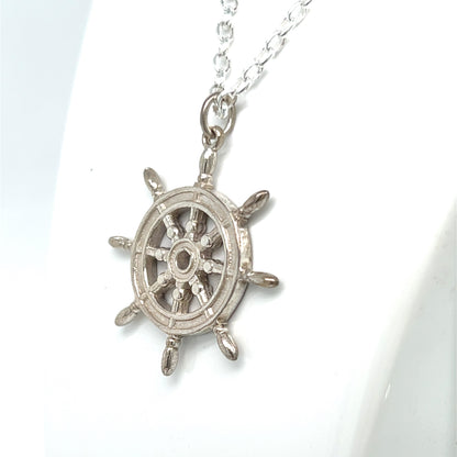 HANDMADE STERLING SILVER SHIPS HELM PENDANT