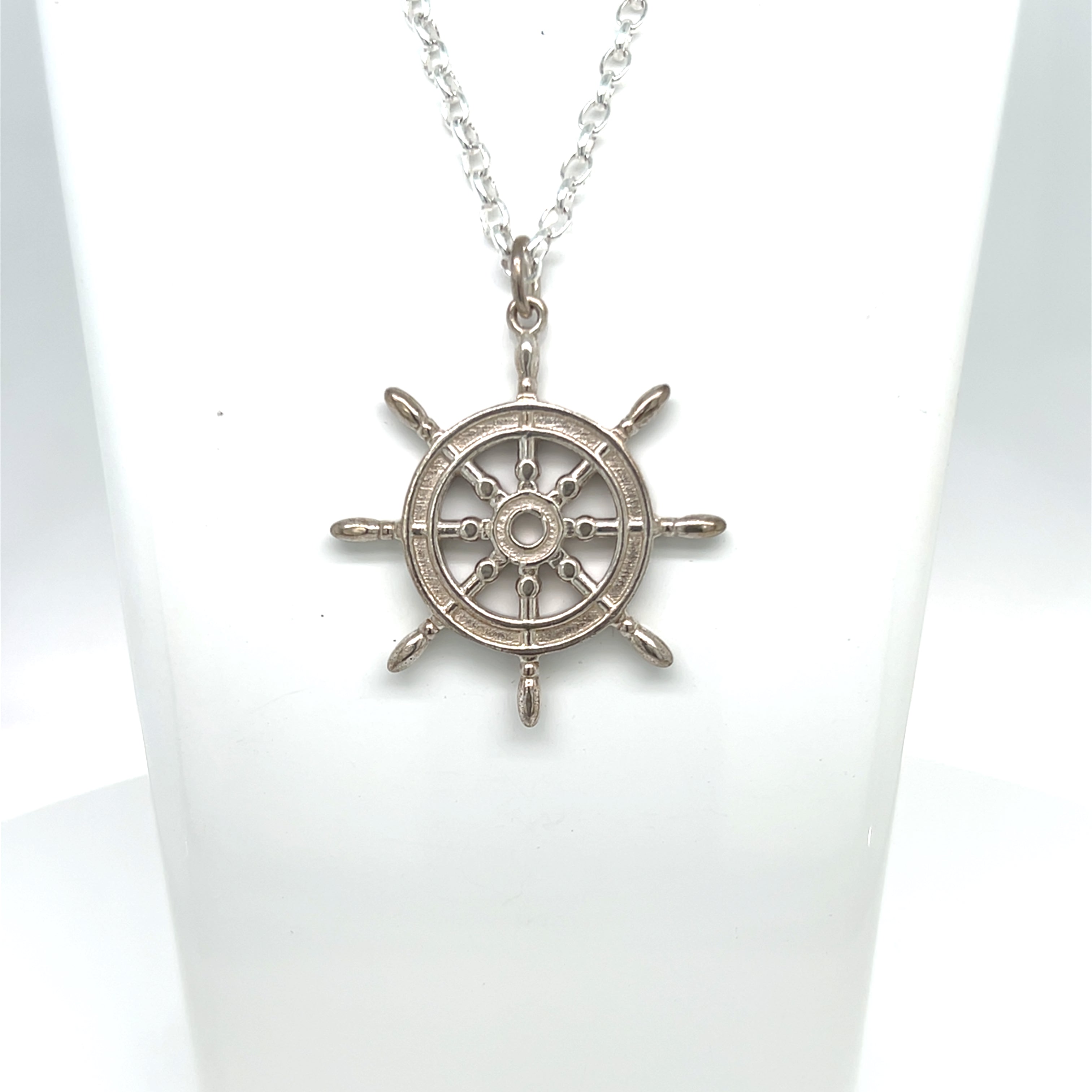 HANDMADE STERLING SILVER SHIPS HELM PENDANT