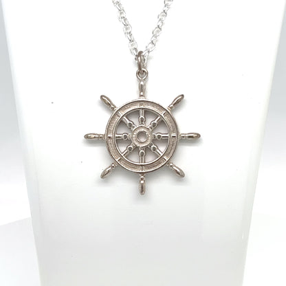 HANDMADE STERLING SILVER SHIPS HELM PENDANT