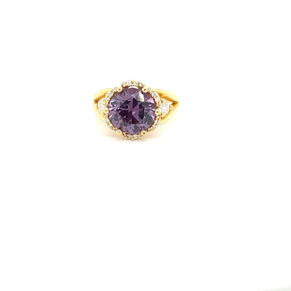 18ct Yellow Gold Purple Sapphire and Diamond Ring