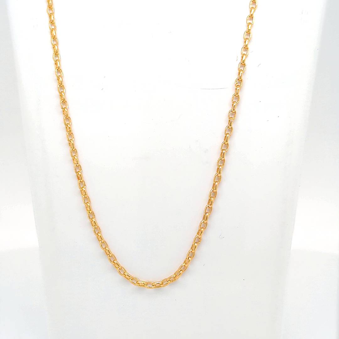 YELLOW GOLD OVAL BELCHER CHAIN 50CM