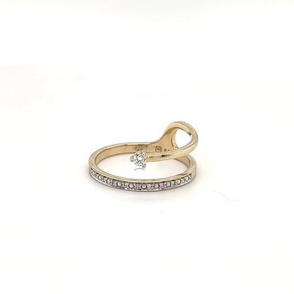 9ct Yellow Gold Crossover Diamond Ring