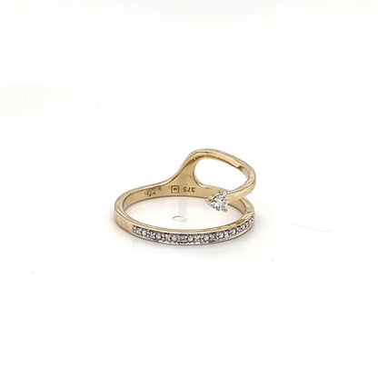 9ct Yellow Gold Crossover Diamond Ring