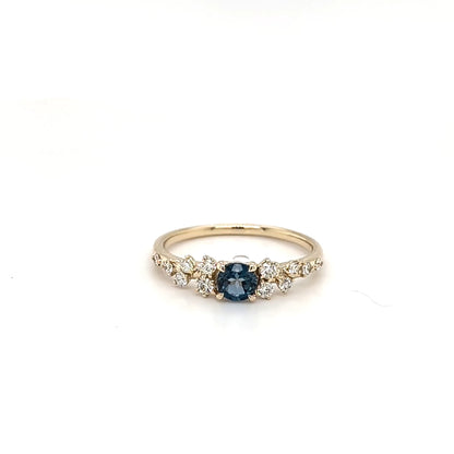 9ct Yellow Gold London Blue Topaz & Diamond Ring
