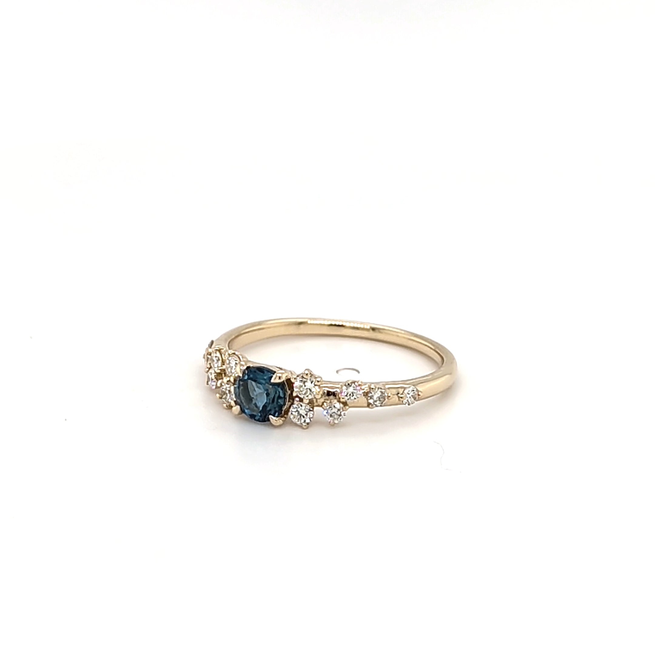 9ct Yellow Gold London Blue Topaz & Diamond Ring
