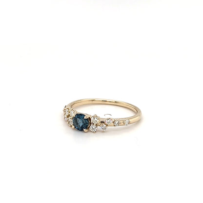 9ct Yellow Gold London Blue Topaz & Diamond Ring