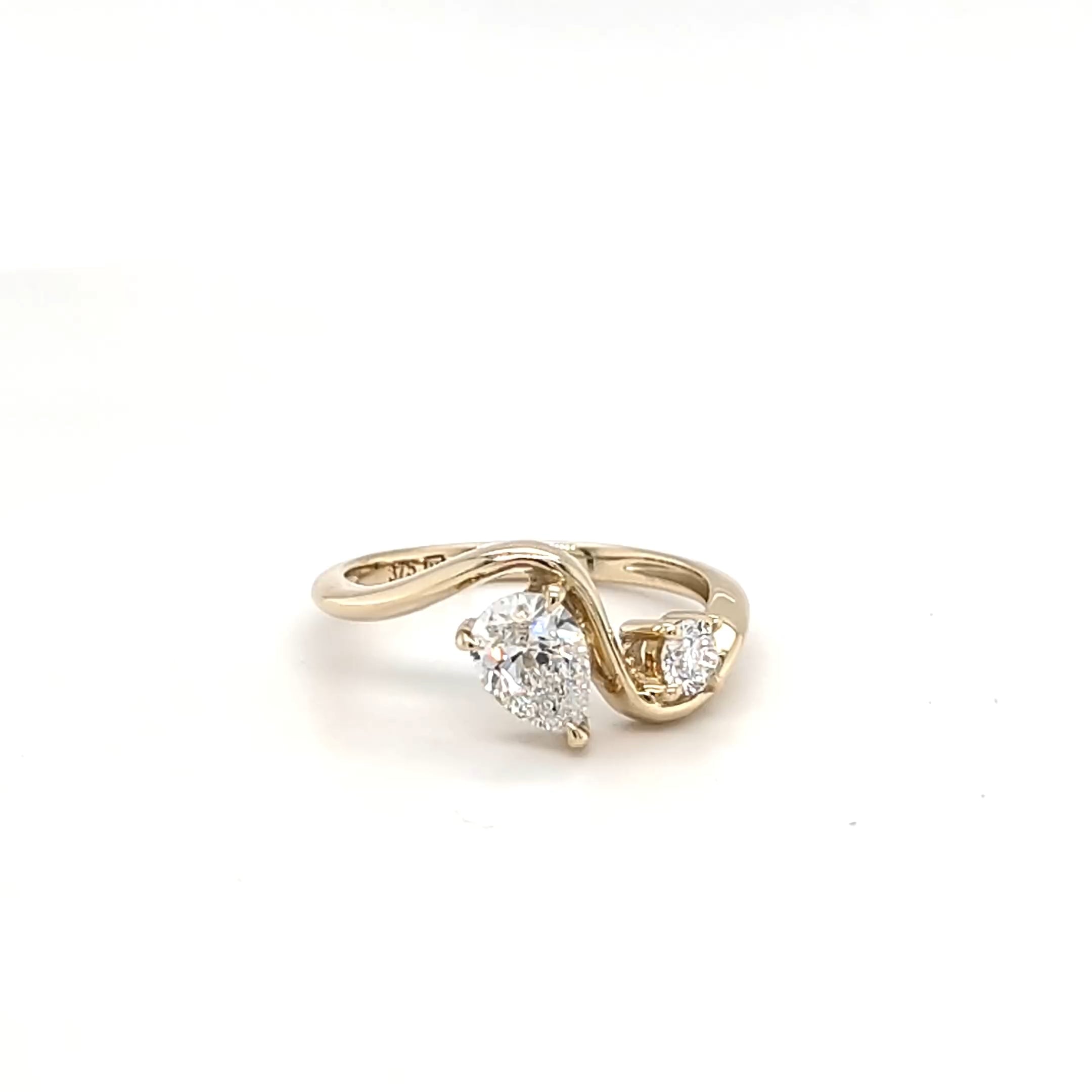 9ct Yellow Gold Sculptural Crossover Lab Grown Diamond Ring
