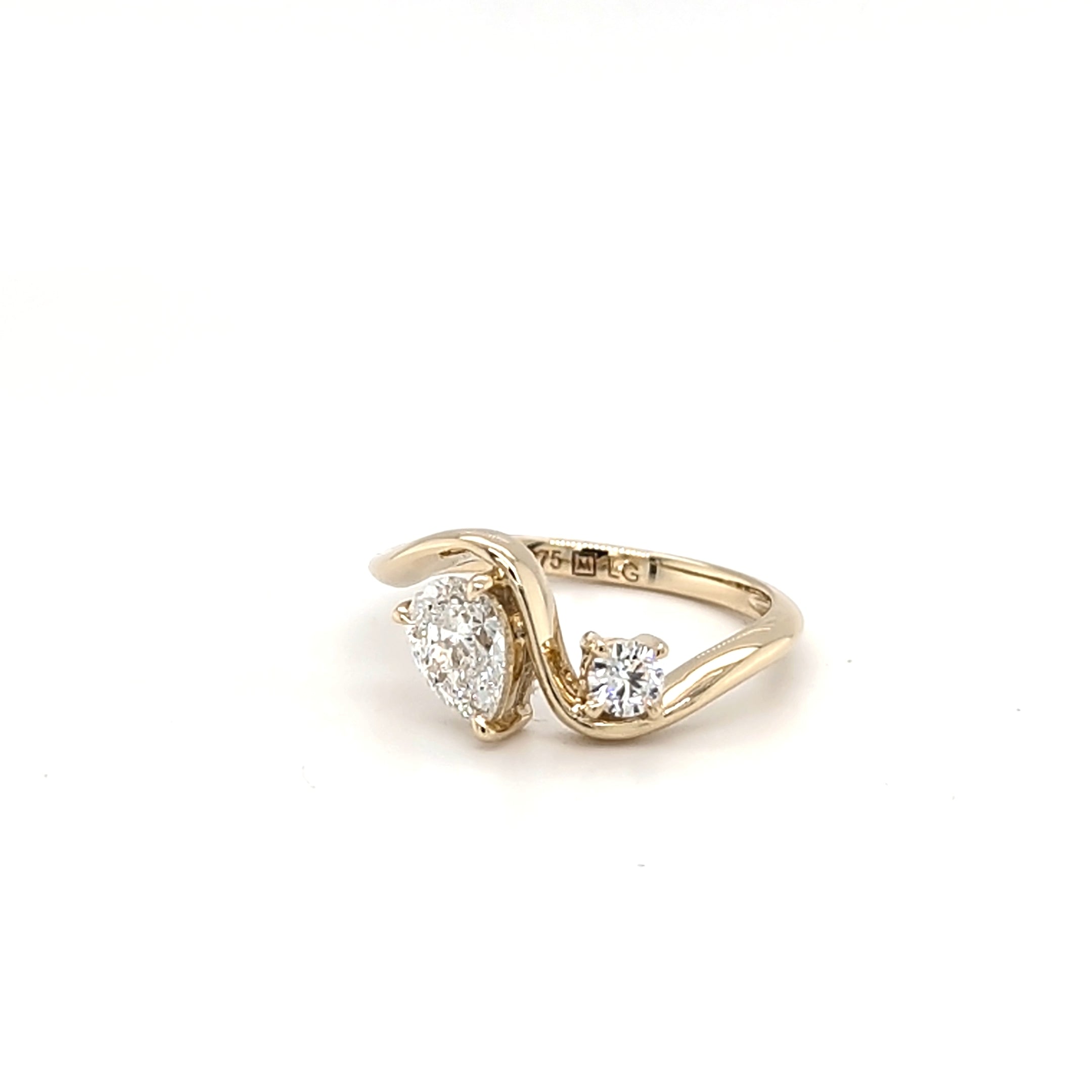 9ct Yellow Gold Sculptural Crossover Lab Grown Diamond Ring
