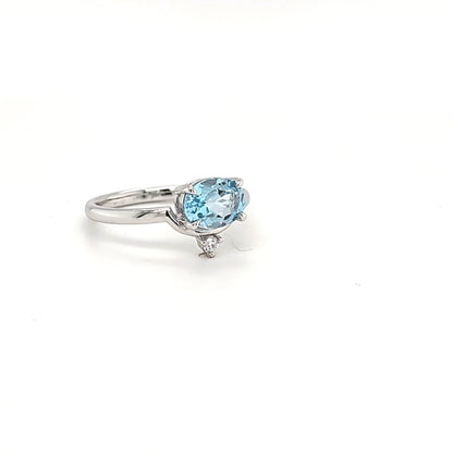 9ct White Gold Blue Topaz & Lab-Grown Diamond Ring