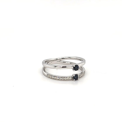 9ct White Gold Sapphire & Diamond Ring