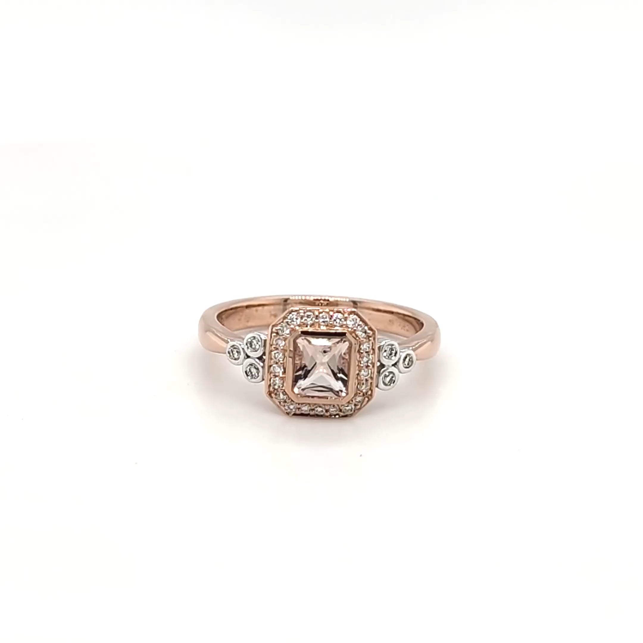 9ct Rose Gold Morganite & Diamond Ring