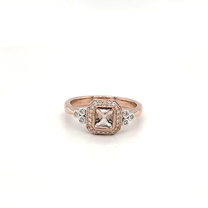 9ct Rose Gold Morganite & Diamond Ring