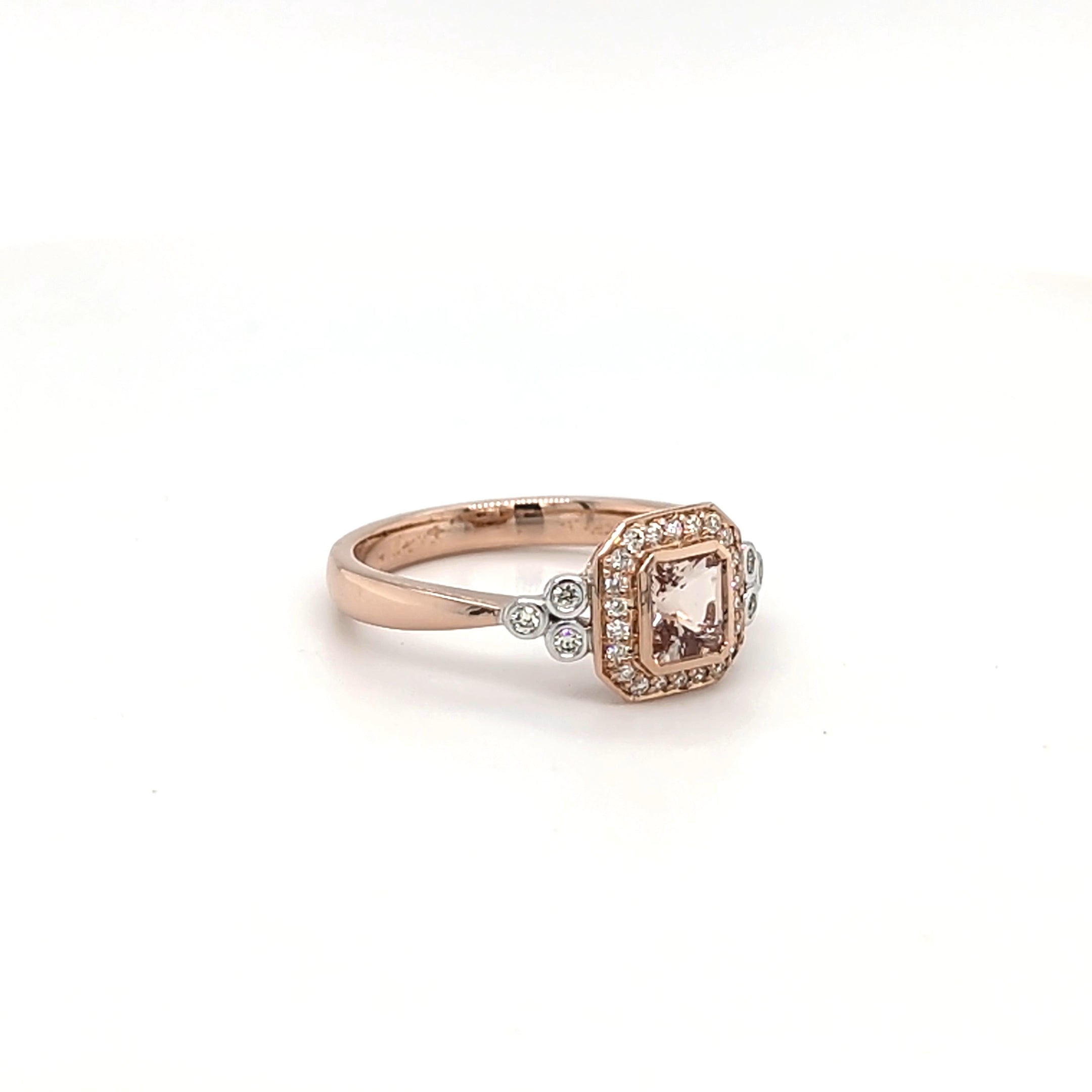 9ct Rose Gold Morganite & Diamond Ring