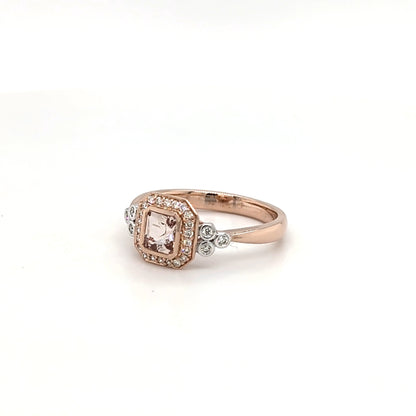 9ct Rose Gold Morganite & Diamond Ring