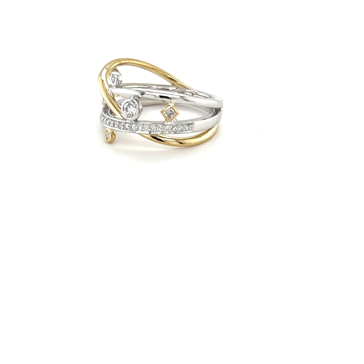 9ct White and Yellow Gold Lab-Grown Diamond Ring