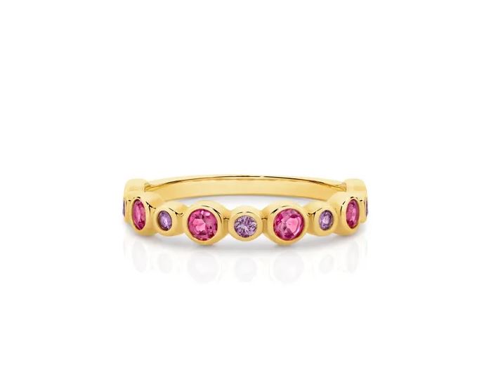 Garnet/Amethyst yellow gold ring