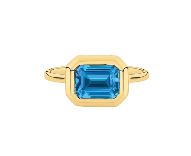 BLUE TOPAZ YELOOW GOLD RING